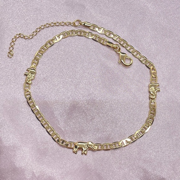 18k Gold Filled Anklet Elephant Mariner Link 10" long with 2" extension ✨🐘 - Picture 5 of 5